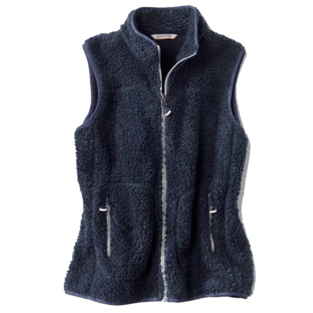 Orvis Navy Sherpa Fleece Vest EUC size M